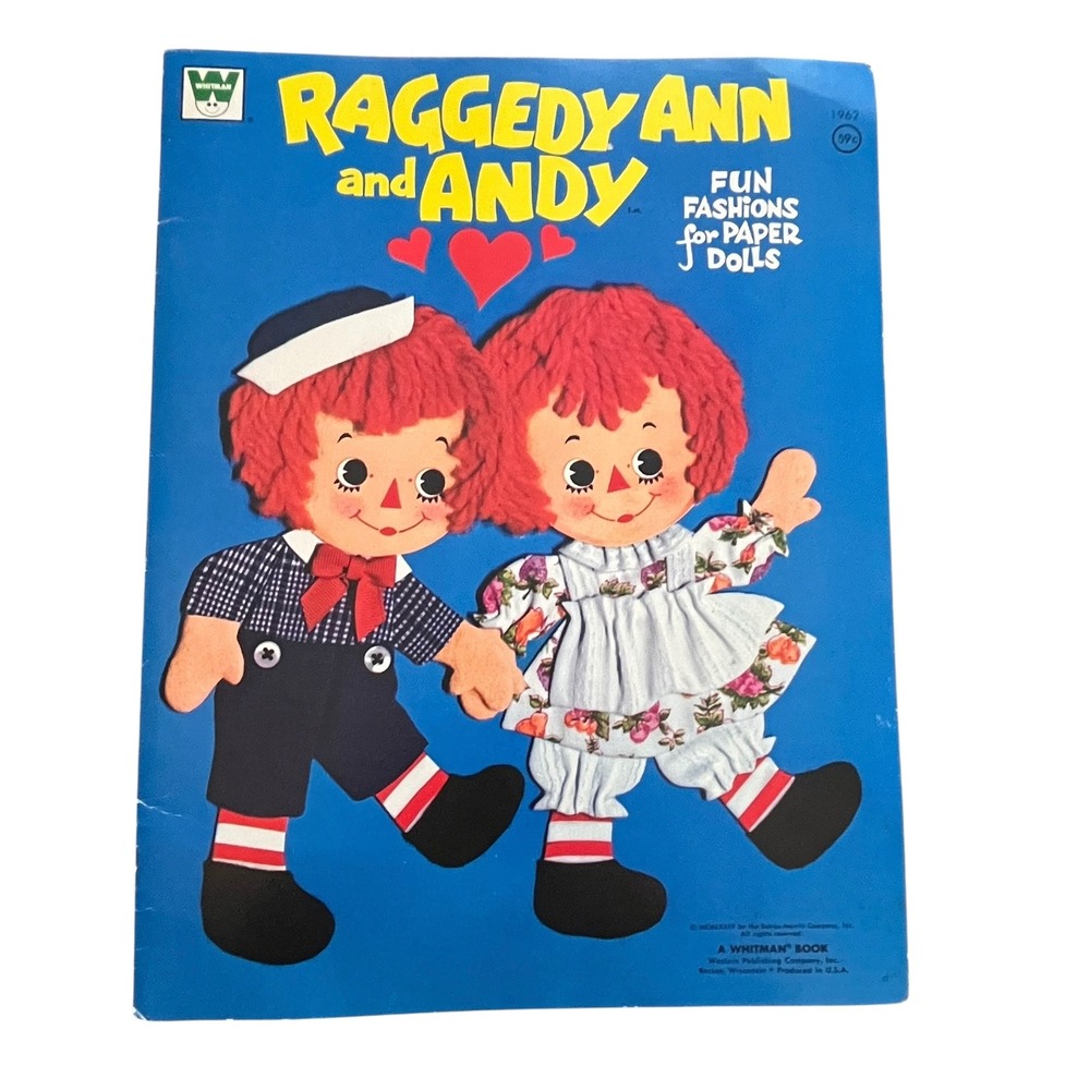 Vintage 1974 Raggedy Ann and Andy Fun Fashions Paper Dolls Book Whitman Uncut